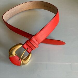 Ginnie Johansen Wide Orange Leather Belt